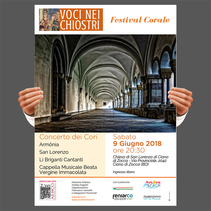locandina voci nei chiostri festival corale aerco bologna