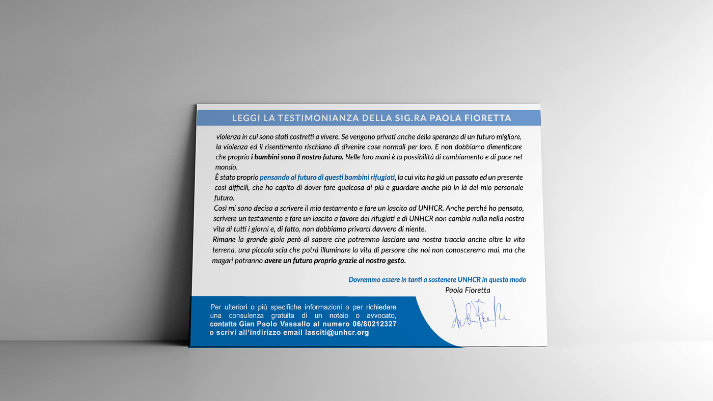 testimonianze-UNHCR-lascito-testamentario campagna lasciti